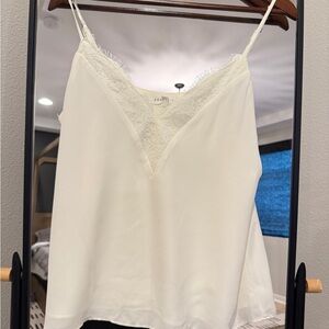 Elegant White Lace Trim Cami Top